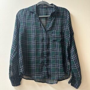 A lightweight plaid button-up with a touch of transparency